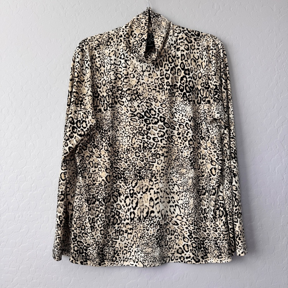 Clara Sun Woo Leopard Print Turtleneck Top Women's‎ 1X Long Sleeve